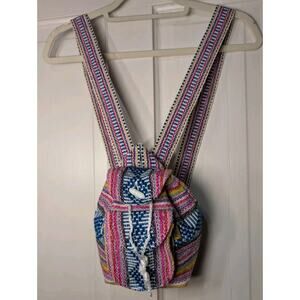 Artesanias Pinzon Backpack Woven Drawstring Boho Small Hippie